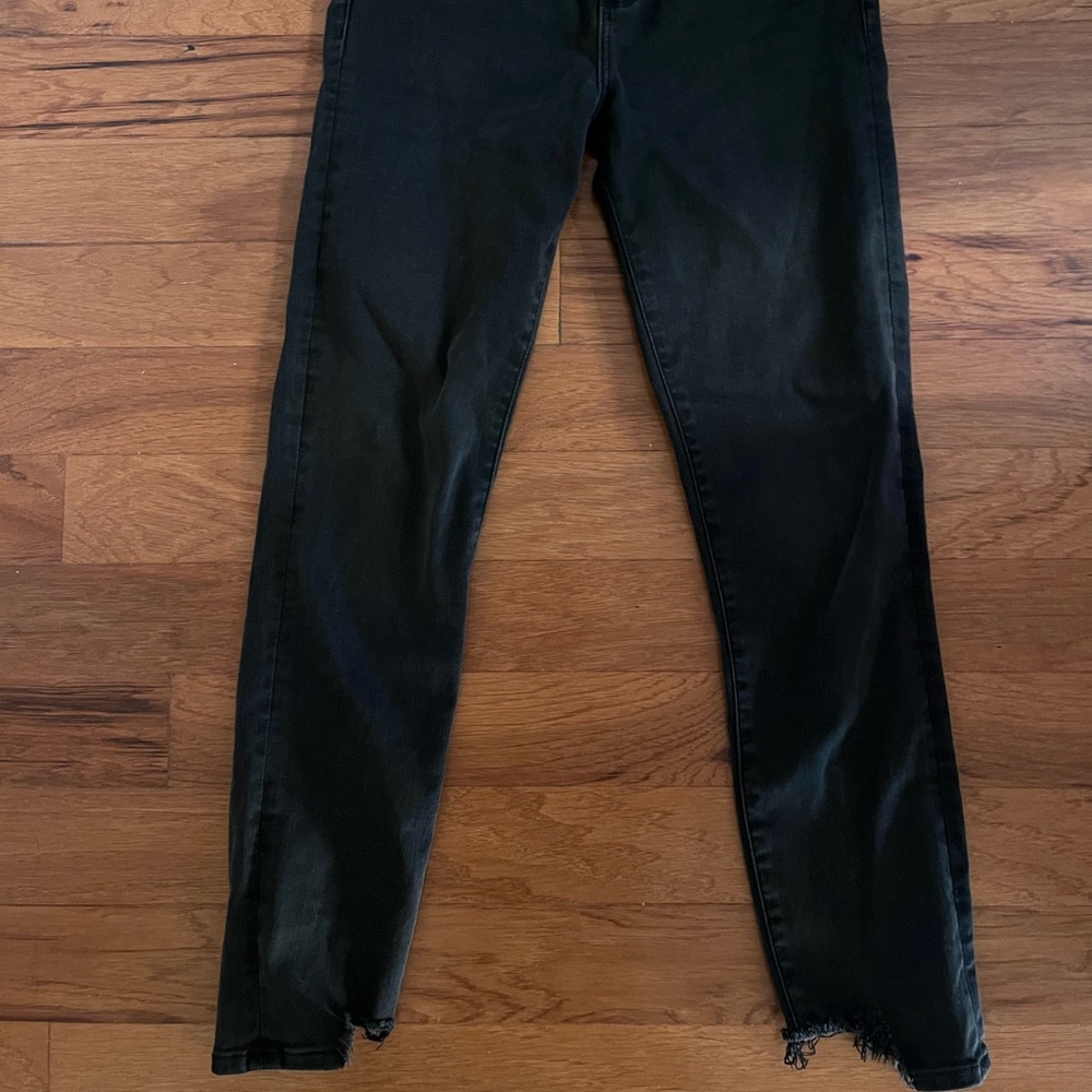 Abercrombie dark grey distressed skinny jeans